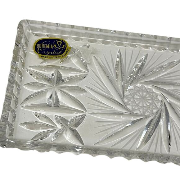 Bohemia Crystal Tray Vintage Heavy Handmade Made in Czech Republic 7.25 X4X.5 - Picture 3 of 6